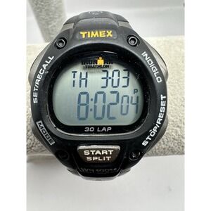 Timex 170 W8 Mens Watch New Battery Black 2012 38MM 8.5"‎ 30 Lap Digital D60